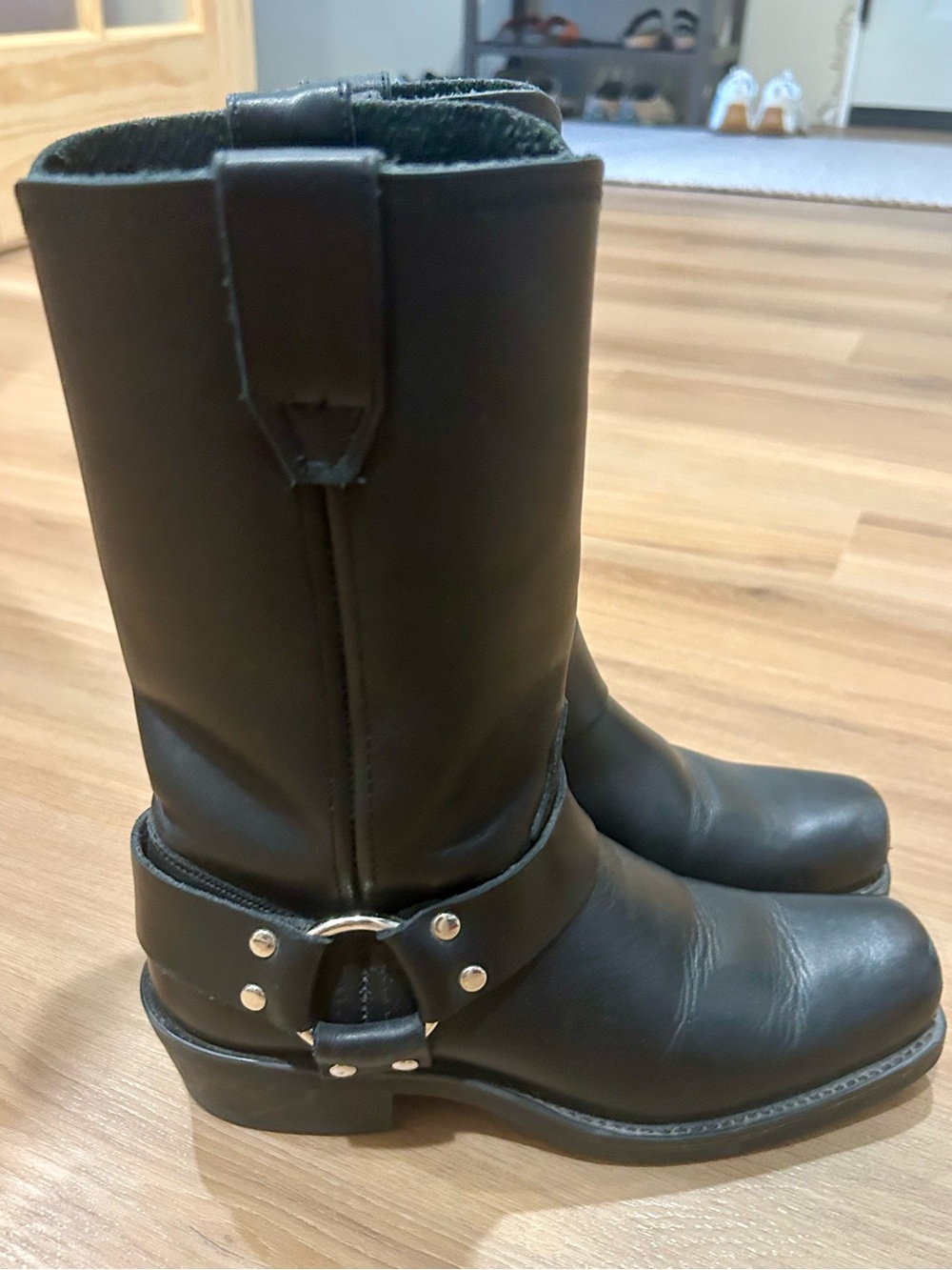 Women’s Black Leather Harness Boots